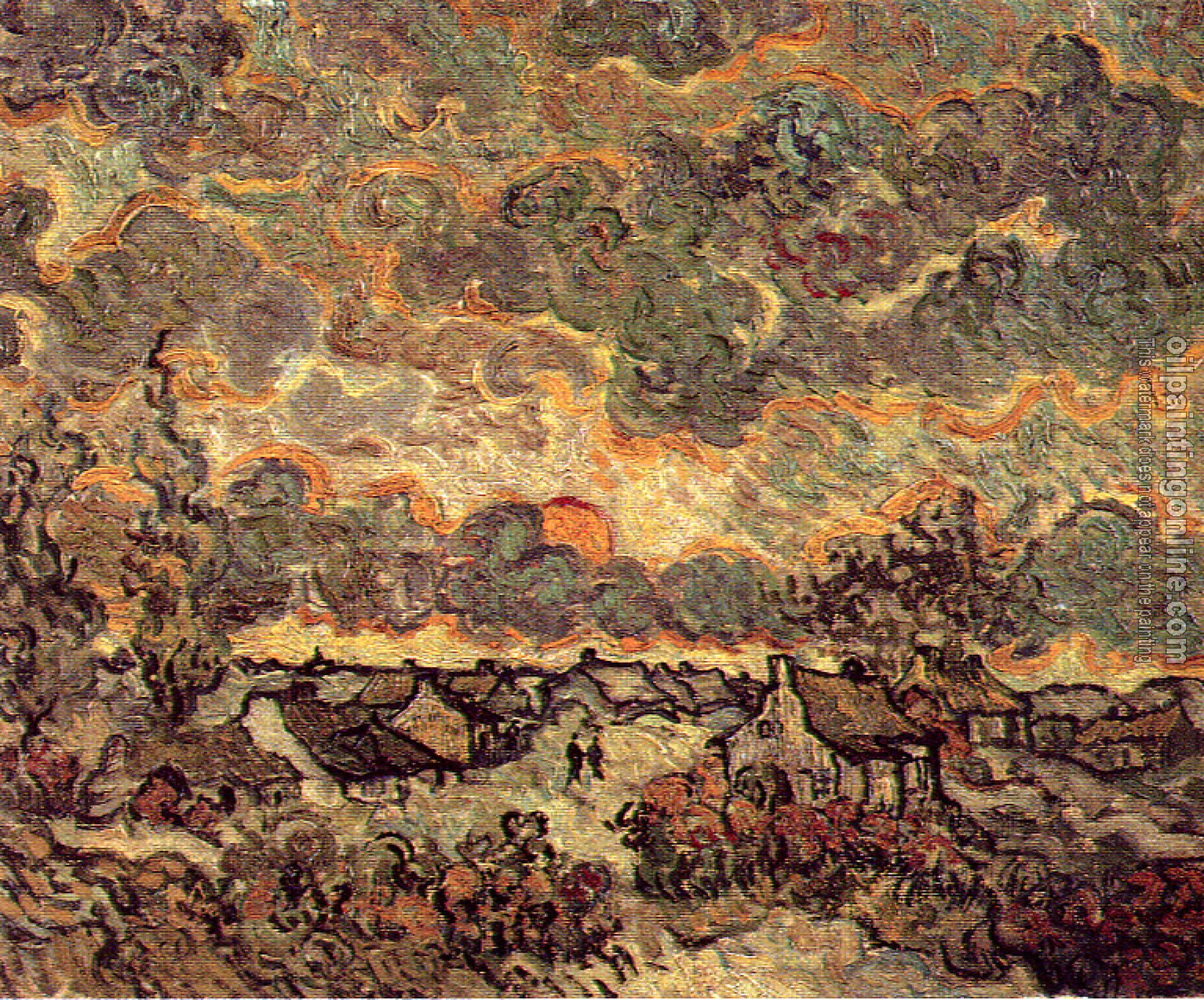 Gogh, Vincent van - Cottages and Cypresses at Sunset with Stormy Sky